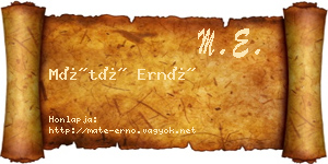 Máté Ernő névjegykártya
